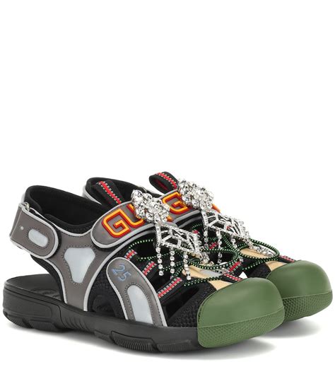 gucci unisex made in italy leather and mesh sandals|where are Gucci shoes made.